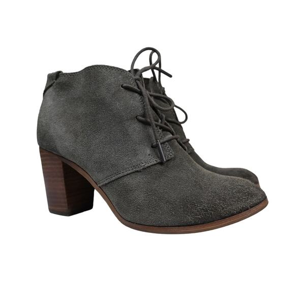 Tom's Womens 8.5 Lunata Suede Lace Up Ankle Boot Olive Green - Picture 1 of 10